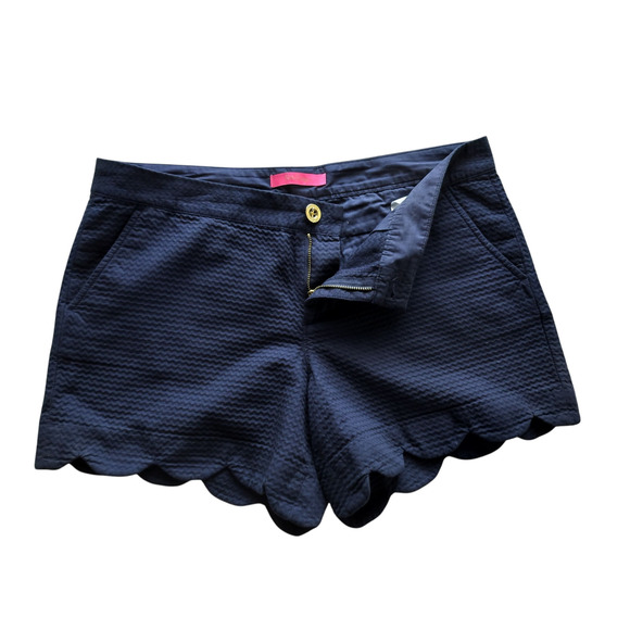 Lilly Pulitzer Women's Buttercup Scalloped Hem Casual Shorts True Navy Size 10 - Picture 5 of 11